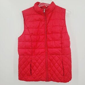 Laura Scott Red Quilted Mock-Neck Puffer Vest